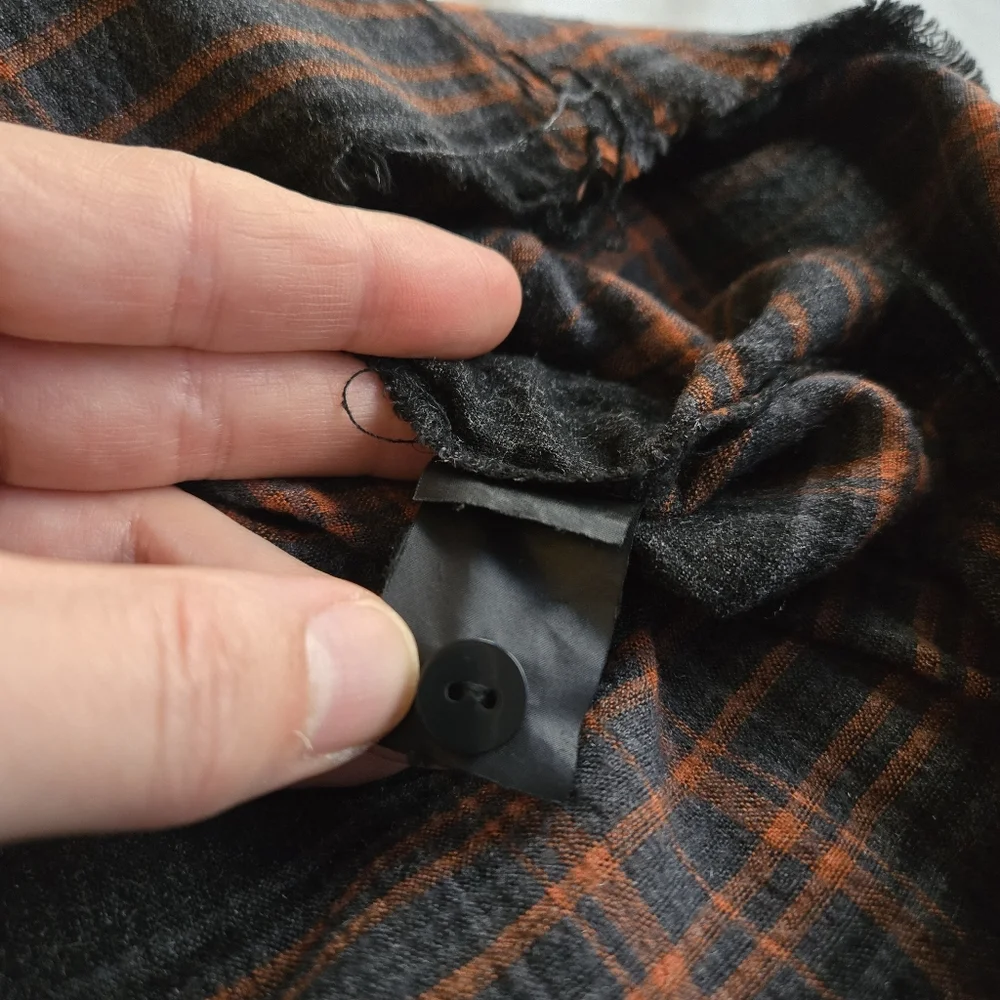 ZARA PREMIUM sz M Women's orange & black flannel tunic grunge y2k shirt dress - Picture 5 of 8